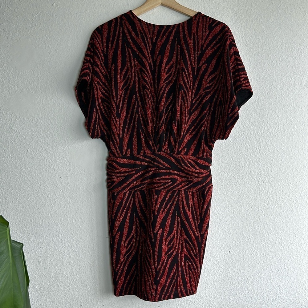 Saylor Soumin Ruby Red Sparkling Metallic Zebra Print Dress Sz. M NWT! - Picture 9 of 11